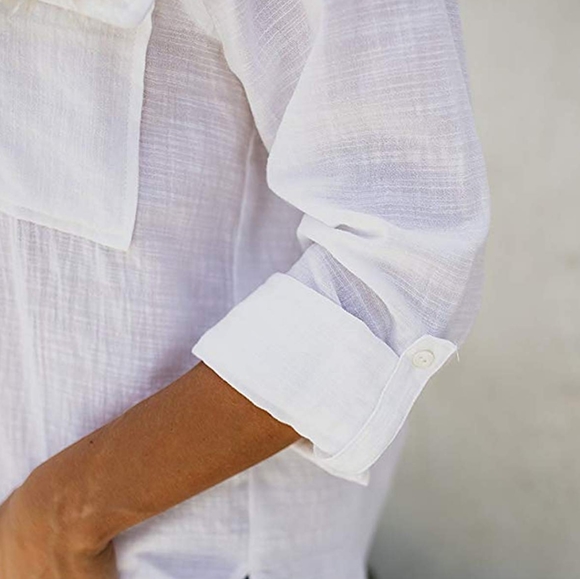 Boyfriend pocket sexy button down blouse - Picture 3 of 6